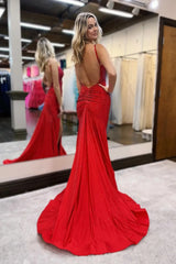 Sexy Open Back Glitter Mermaid Long Corset Beaded Prom Dress