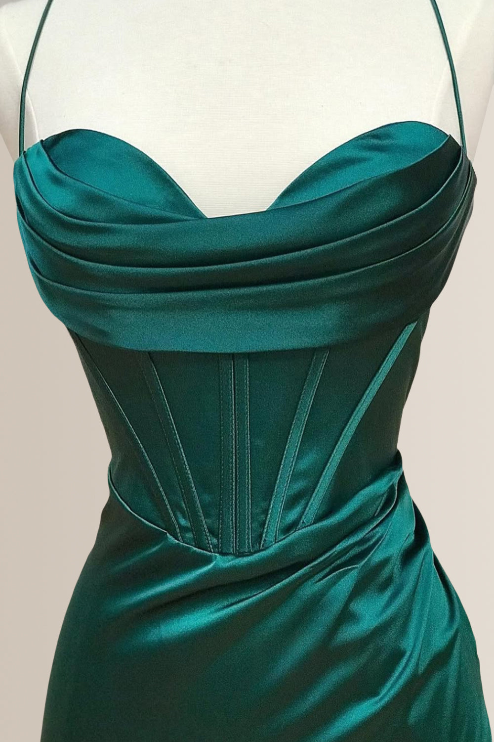 Simple Black Mermaid Spaghetti Straps Long Satin Formal Dress With Slit