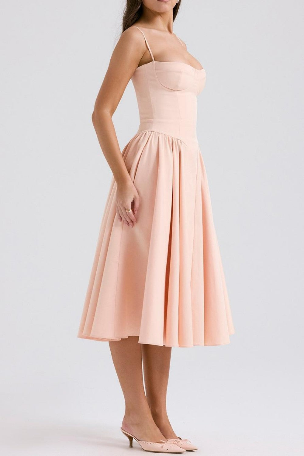 Vintage Tea Length Spaghetti Straps A-Line Graduation Party Dress